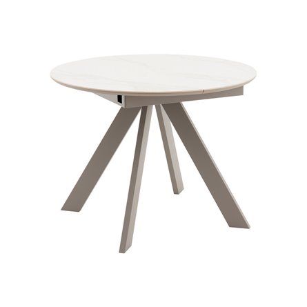 Стол круглый Миндель D100 столешница керамика белый глянец