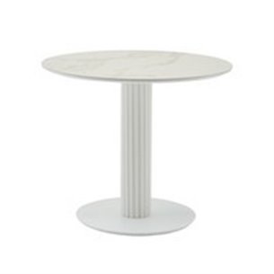 Стол круглый Терралино D90 верх керамика белый матовый