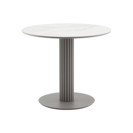 Стол круглый Терралино D90 верх керамика белый матовый