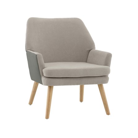 Кресло Харви серый с серой экокожей деревянные ножки