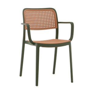 Стул Yona пластиковый с подлокотниками зелёный