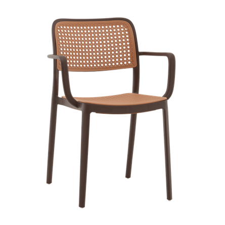 Стул Yona пластиковый с подлокотниками коричневый