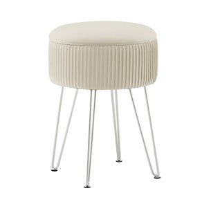 Пуф Астор бежевый серебряные ножки