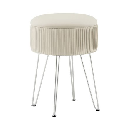 Пуф Астор бежевый серебряные ножки