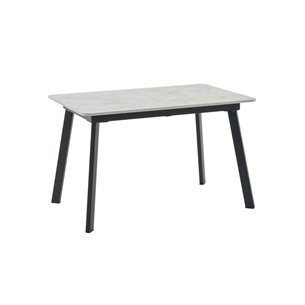 Стол Batu new 120-160/80/76 столешница ЛМДФ ароза светлая подстолье металл черный