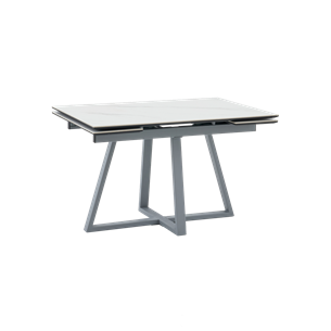 Стол Керас 120-180/80/75 столешница МДФ16/керамика Snow white подстолье металл серый