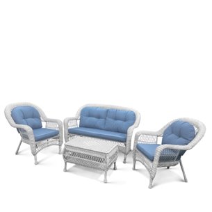 Плетеный комплект для отдыха из искусственного ротанга  LV-520 White-Blue