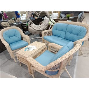 Плетеный комплект для отдыха из искусственного ротанга  LV-520 White-Blue