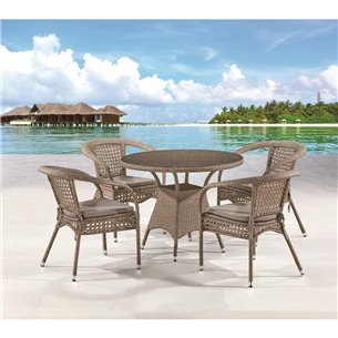 Комплект плетеной мебели Лион-1B T220CT/Y32-W56 Light brown (4+1)