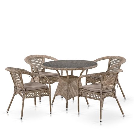 Комплект плетеной мебели Лион-1B T220CT/Y32-W56 Light brown (4+1)