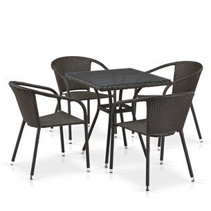 Комплект плетеной мебели T282BNT/Y137C-W53 Brown 4Pcs