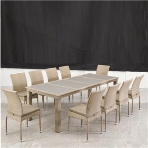 Комплект плетеной мебели T438/Y380C-W85 Latte (10+1) + подушки