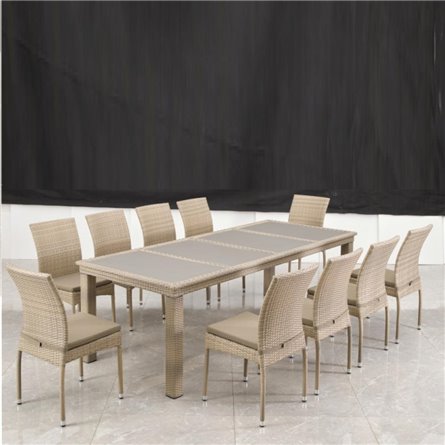 Комплект плетеной мебели T438/Y380C-W85 Latte (10+1) + подушки