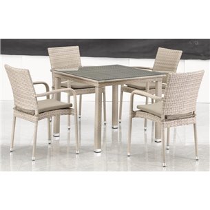 Комплект плетеной мебели T256C/Y376C-W85 Latte (4+1) + подушки на стульях