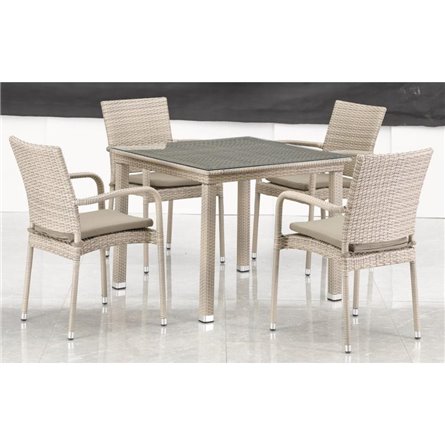 Комплект плетеной мебели T256C/Y376C-W85 Latte (4+1) + подушки на стульях