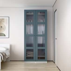 Шкаф распашной 100x61x233 IKEA PAX/MAX МАКС со стеклом Мору Темно-бирюзовый от фабрик ИКЕА в интернет-магазине IKEZAKAZ.RU