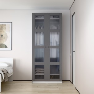 Шкаф распашной 100x61x233 IKEA PAX/MAX МАКС со стеклом Мору Серый от фабрик ИКЕА в интернет-магазине IKEZAKAZ.RU