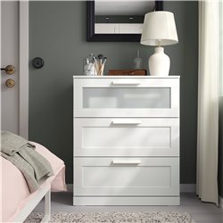 Комод с 3 ящиками IKEA BRIMNES, 78х95 см, белый, белый/матовое стекло