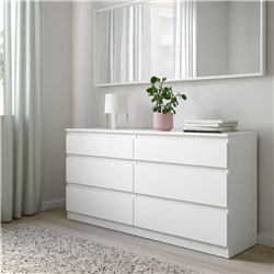 Комод IKEA KULLEN с 6 ящиками, белый, 140×72 см