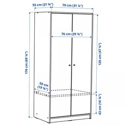 Шкаф 2 двери IKEA KLEPPSTAD 79×176х55см белый
