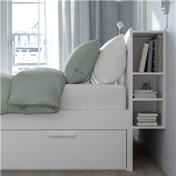 Кровать с изголовьем IKEA BRIMNES с 4 ящиками белый 140х200 см
