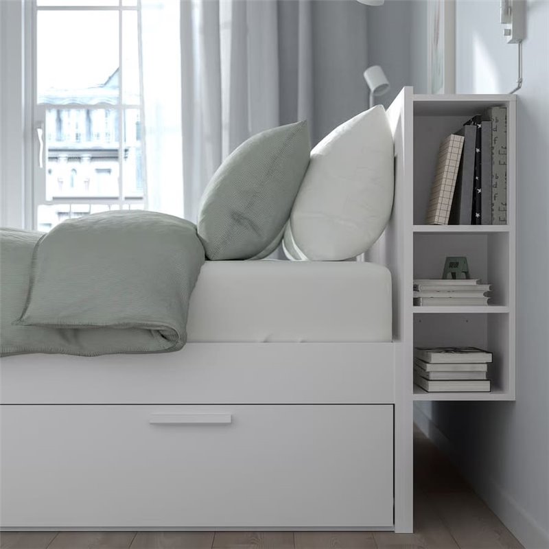 Кровать с изголовьем IKEA BRIMNES с 4 ящиками белый 140х200 см
