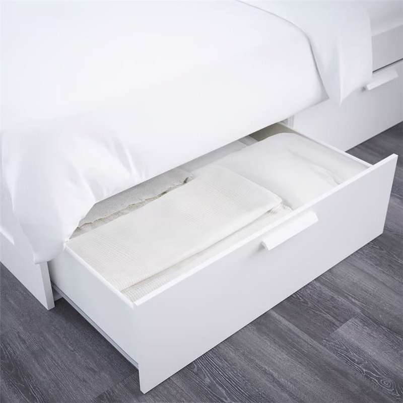 Кровать с изголовьем IKEA BRIMNES с 4 ящиками белый 140х200 см