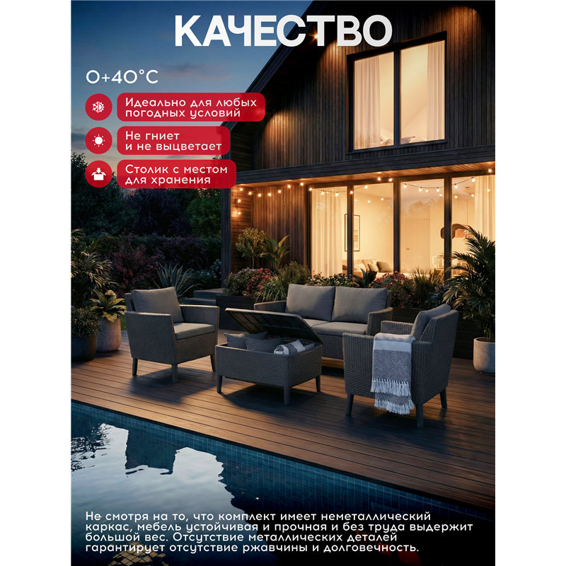 Комплект мебели Салемо сет (Salemo set) графит