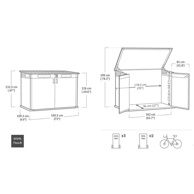 Ящик-шкаф Горизонтальный (Horizontal Shed) 2020 л. ясень