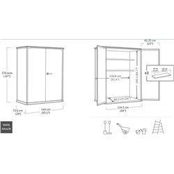 Шкаф Вертикальный (Vertical Shed) 1400 L коричневый венецианский