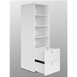 S02030 ПИКСИ стеллаж с 2 ящиками 60x57x183, робкий подснежник
