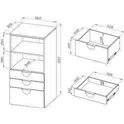 S02436 ПИКСИ стеллаж с 3 ящиками 60x57x123, озорной василек