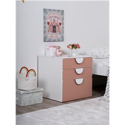S02511 ПИКСИ комод 3 ящика 60x57x63, мечтательный пион