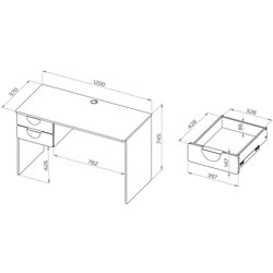 S02641 ПИКСИ стол письменный 120х75х57, робкий подснежник