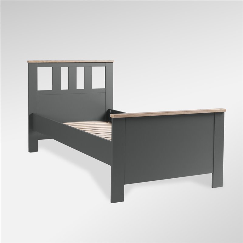 2.08.04.050.15 САГА кровать одинарная 90х200 серая/ясень