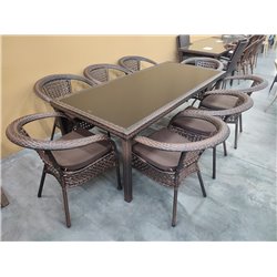 Комплект мебели из искусственного ротанга стол Египет + 8 кресел Руардин Dark Brown