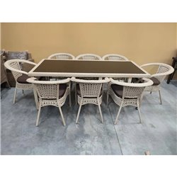 Комплект мебели из искусственного ротанга стол Египет + 8 кресел Руардин Wood