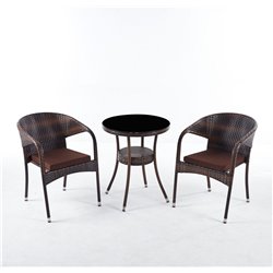 Комплект мебели стол Венеция + 2 кресла Греция из искусственного ротанга Dark Brown