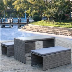 Плетеный диван-трансформер S330G-W78 Grey