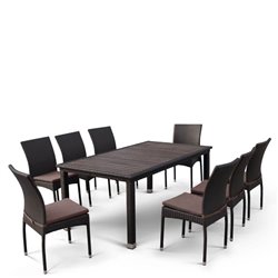 Комплект плетеной мебели T347/Y380A-W53 Brown (8+1)