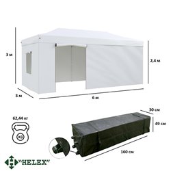 Тент-шатер быстросборный Helex 4360 3x6х3м полиэстер белый